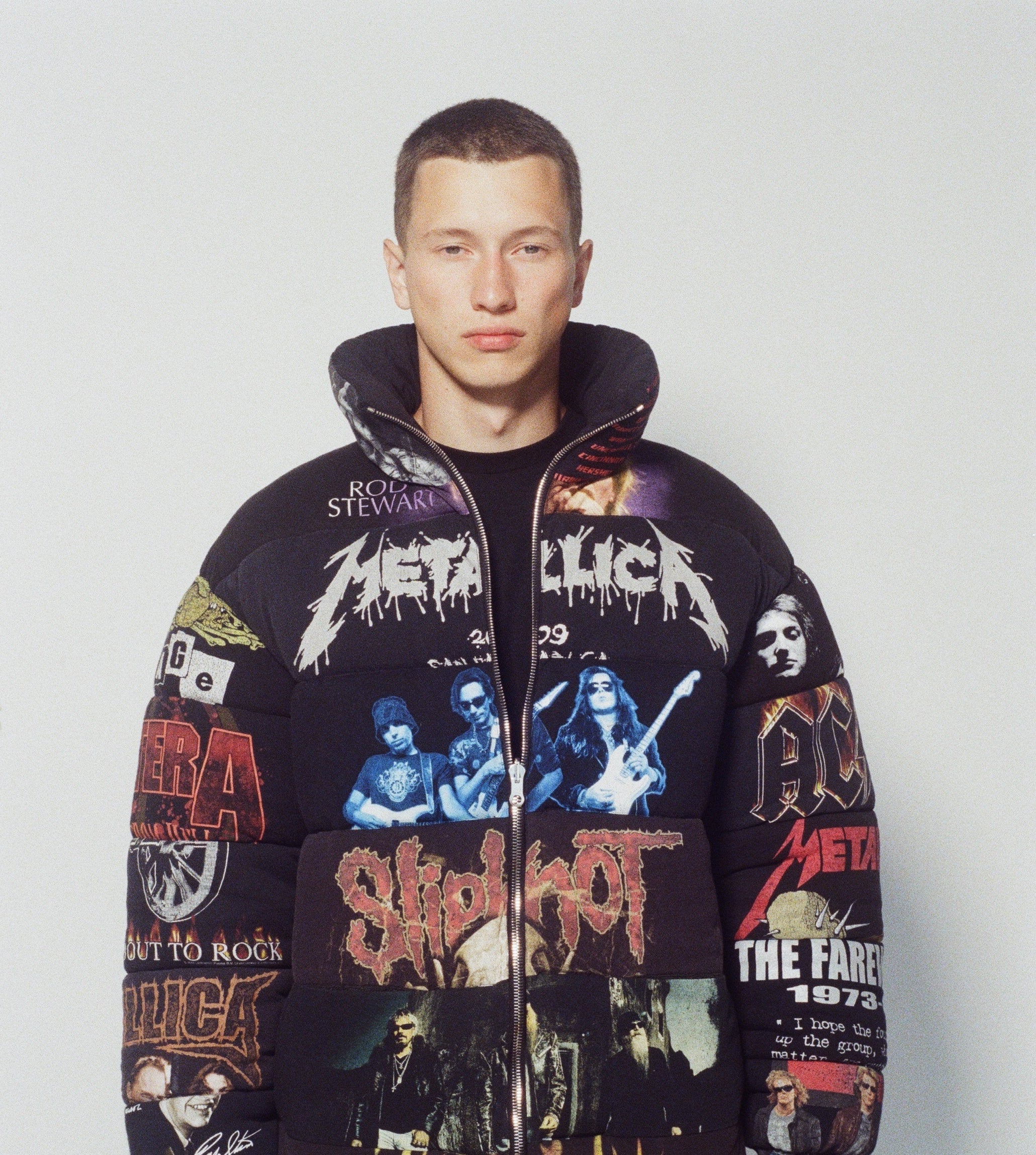 HEAVY METAL Black Unisex Lightweight Reversible T-shirt Puffer Jacket