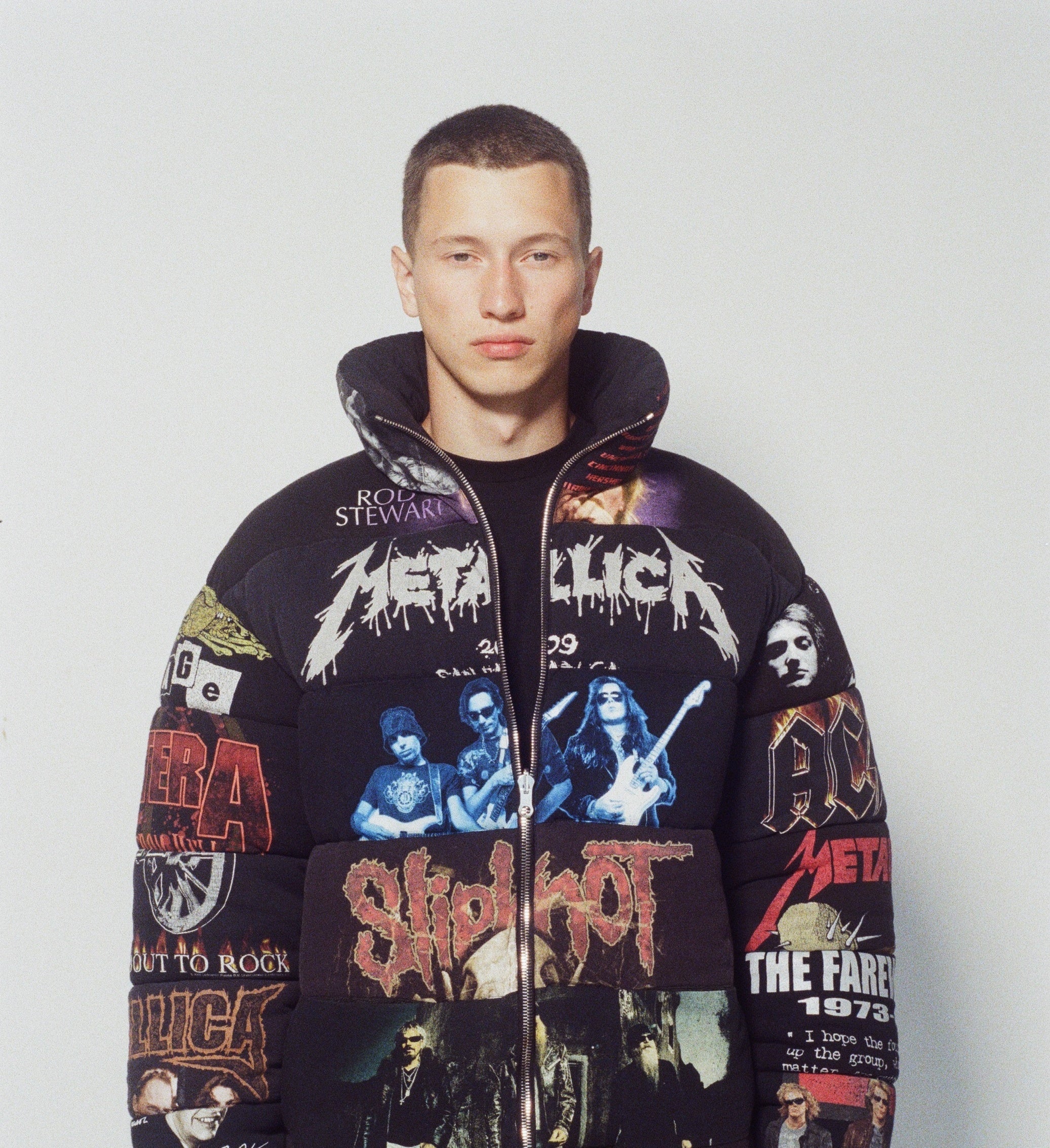 HEAVY METAL Black Unisex Lightweight Reversible T-shirt Puffer Jacket